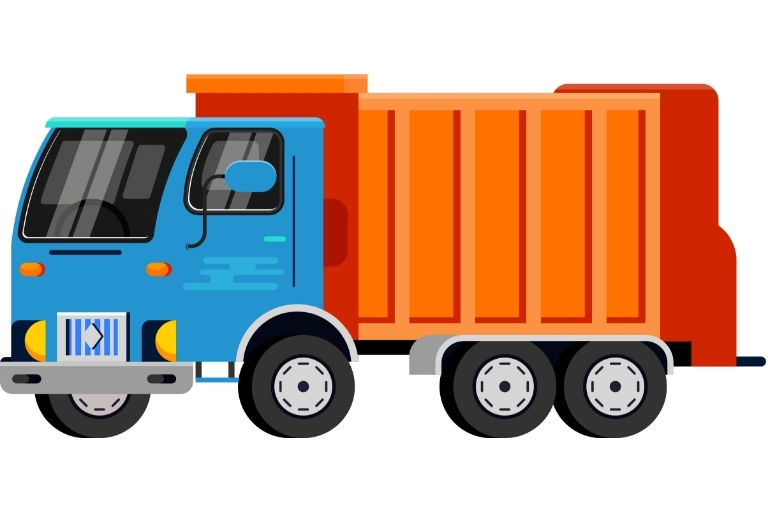 ikona ciężarówki z pomarańczowym kontenerem