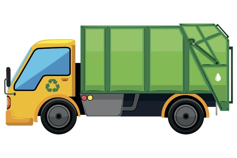 ikona ekologicznej zielonej śmieciarki